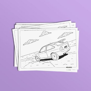 Kleurplaat Ford Escort RS Cosworth - P. Lietaer - A. Ollevier - Rallysprint van Moorslede 2019