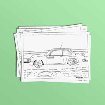 Kleurplaat Opel Ascona 400 - V. Vandermaesen - J. Aerts - Boucles de Spa Texaco 1984